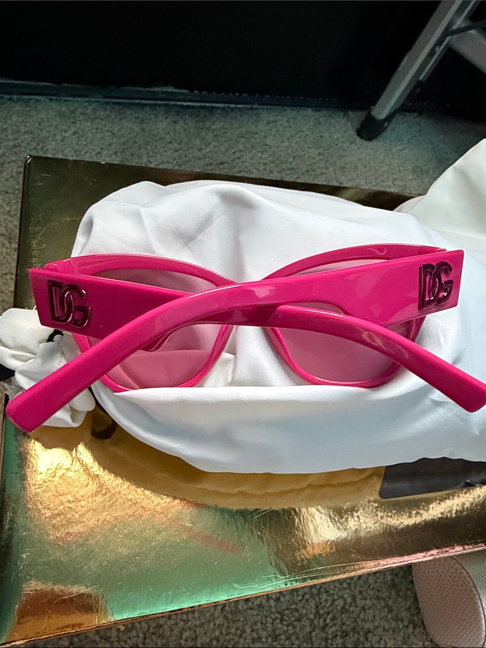 Dolce & Gabbana Vibrant Pink Logo Acetate Sunglasses - Picture 3 of 4